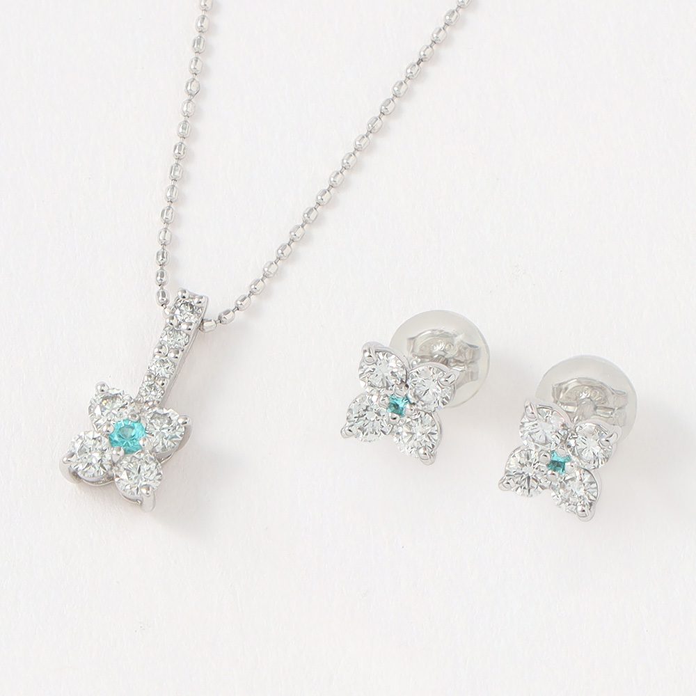 福袋 プラチナパライバトルマリン、ダイヤモンドペンダント・ピアスセット