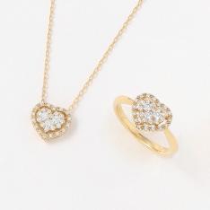 福袋 K18YGダイヤモンドペンダント・リングセット