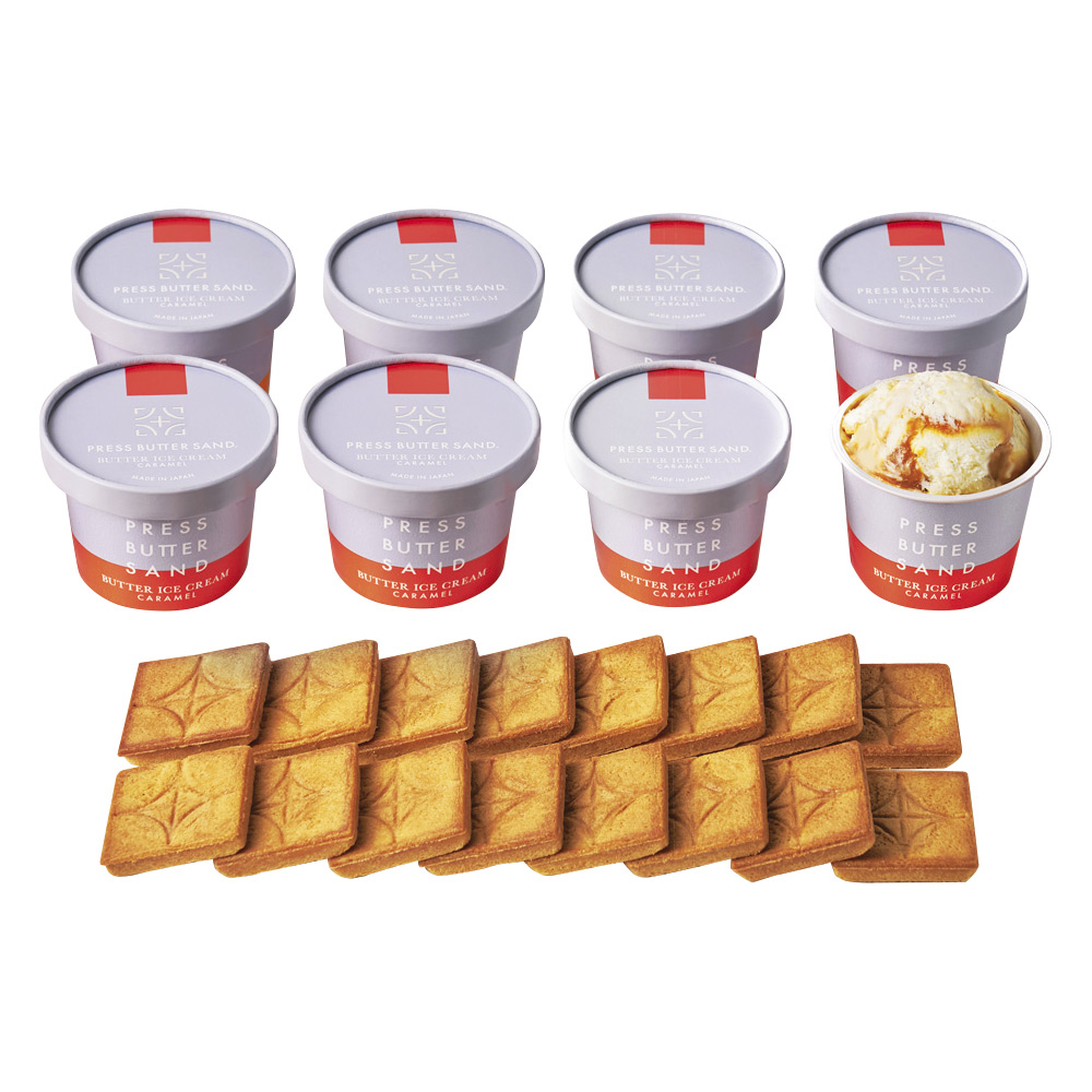 〈プレスバターサンド〉バターアイスクリーム（キャラメル）・クッキーセット