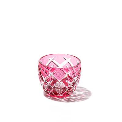 南蛮切子 ペアグラス 南蛮切子 ペアグラス 鮮やかな赤青2色桜柄 江戸切子 ぐい呑み｜