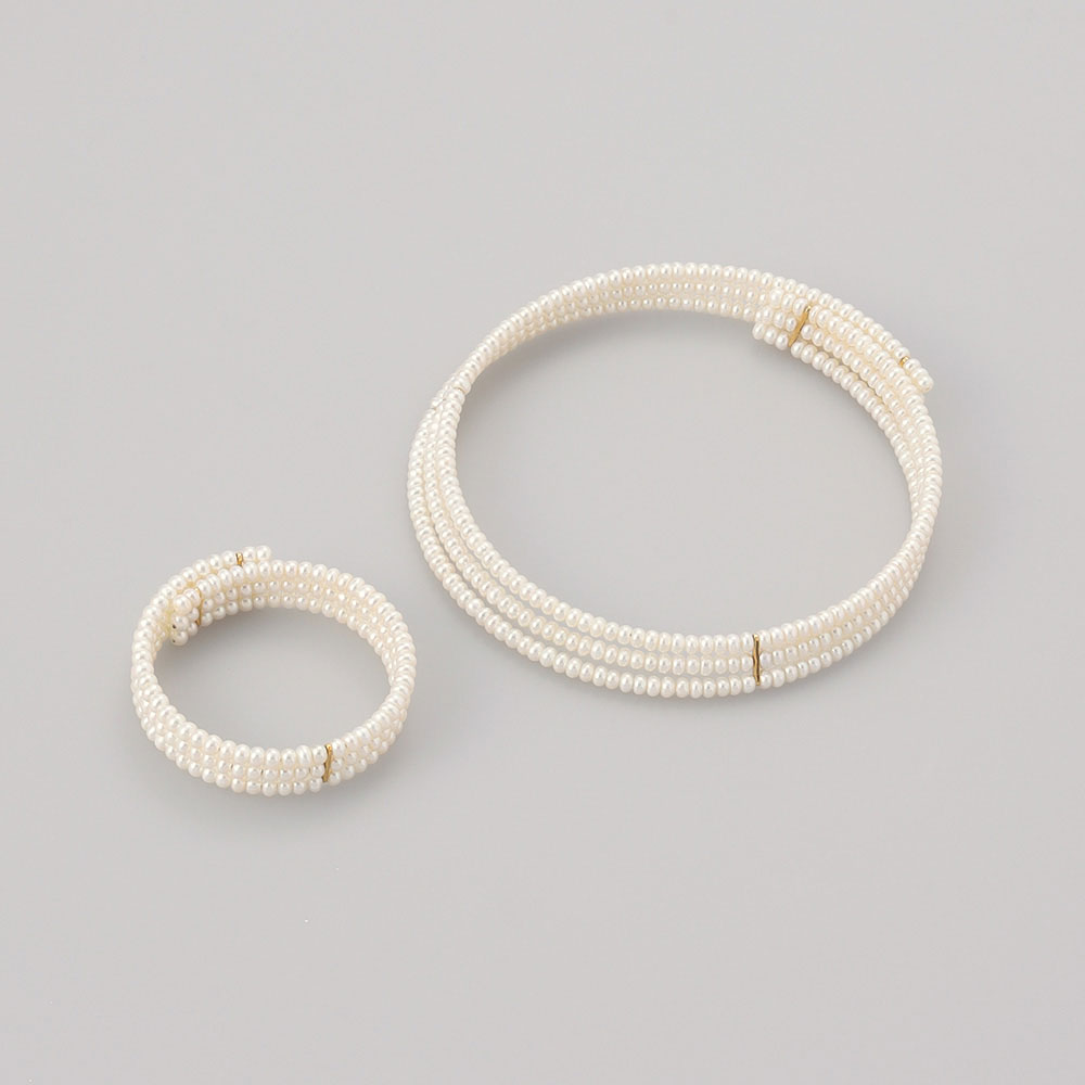 淡水パール3連ネックレス＆ブレスレット