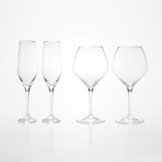 福袋 ＜ボヘミアクリスタル＞シャンパングラス2P＆レッドワイングラス2Pセット