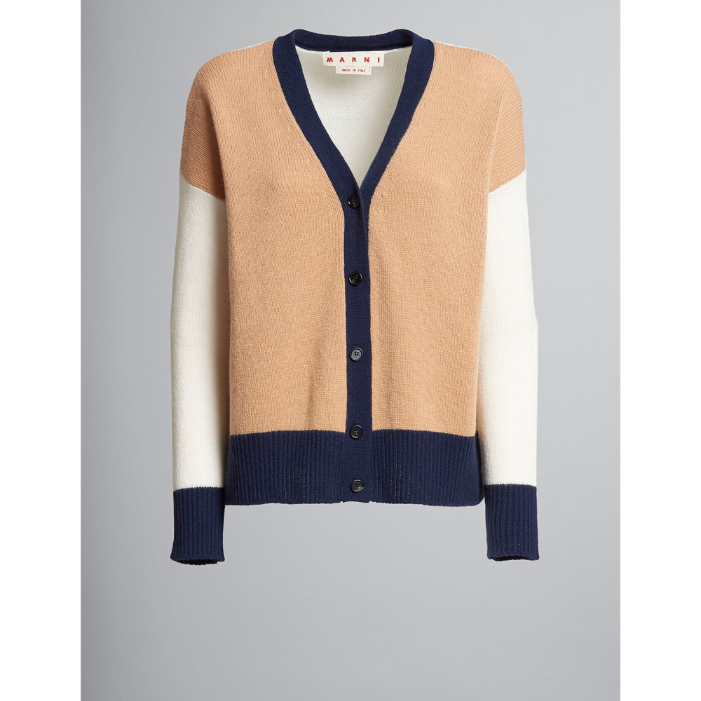 ネイビーシー MARNI 38 カシミア混 バックリボン バイカラー