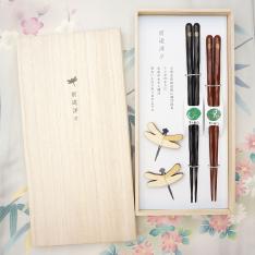 お箸セット　前途洋々（けずり箸黒赤）