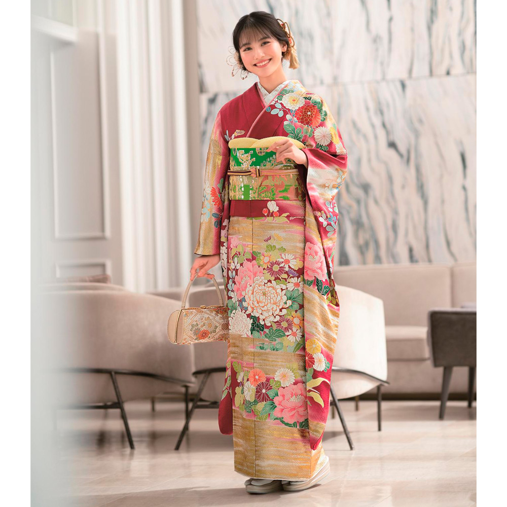 振袖（未仕立て品）「暈し矢露百花草花」