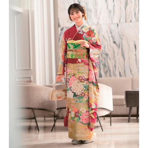 振袖（未仕立て品）「暈し矢露百花草花」