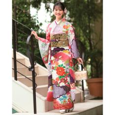 振袖（未仕立品） 絞り雲重ね屏風草花