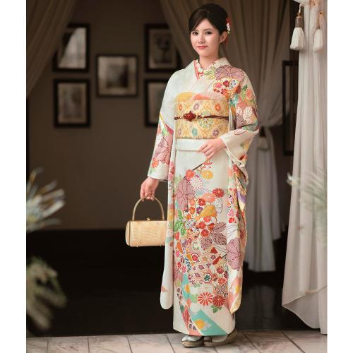 振袖（未仕立て品） 几帳に菊