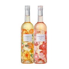 【母の日】花柄ボトルが美しい　白ワイン＆ロゼワインセット