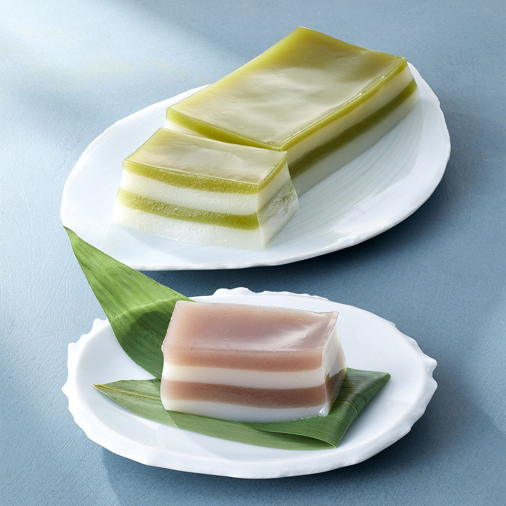 夏の涼菓 豆乳水ようかん（北海道小豆・西尾抹茶）