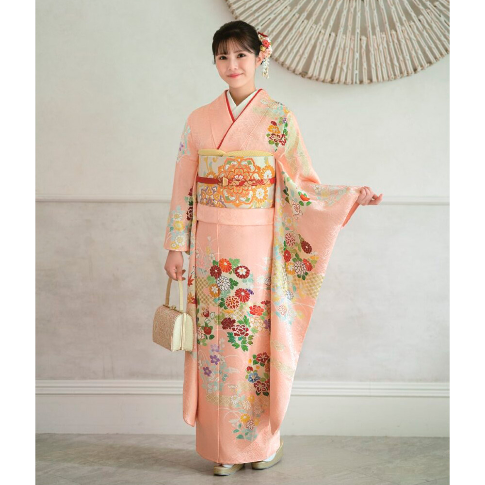 振袖（未仕立品）「露に能衣花の丸」