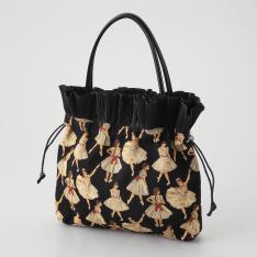 ゴブランフリル手さげ（バレエ黒×黒）