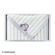 〈mofusand〉ストライプ　フェイスタオル　ブルー