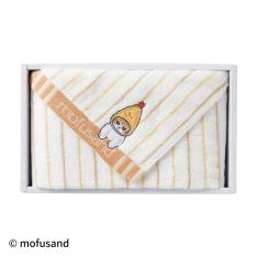 〈mofusand〉ストライプ　フェイスタオル　オレンジ