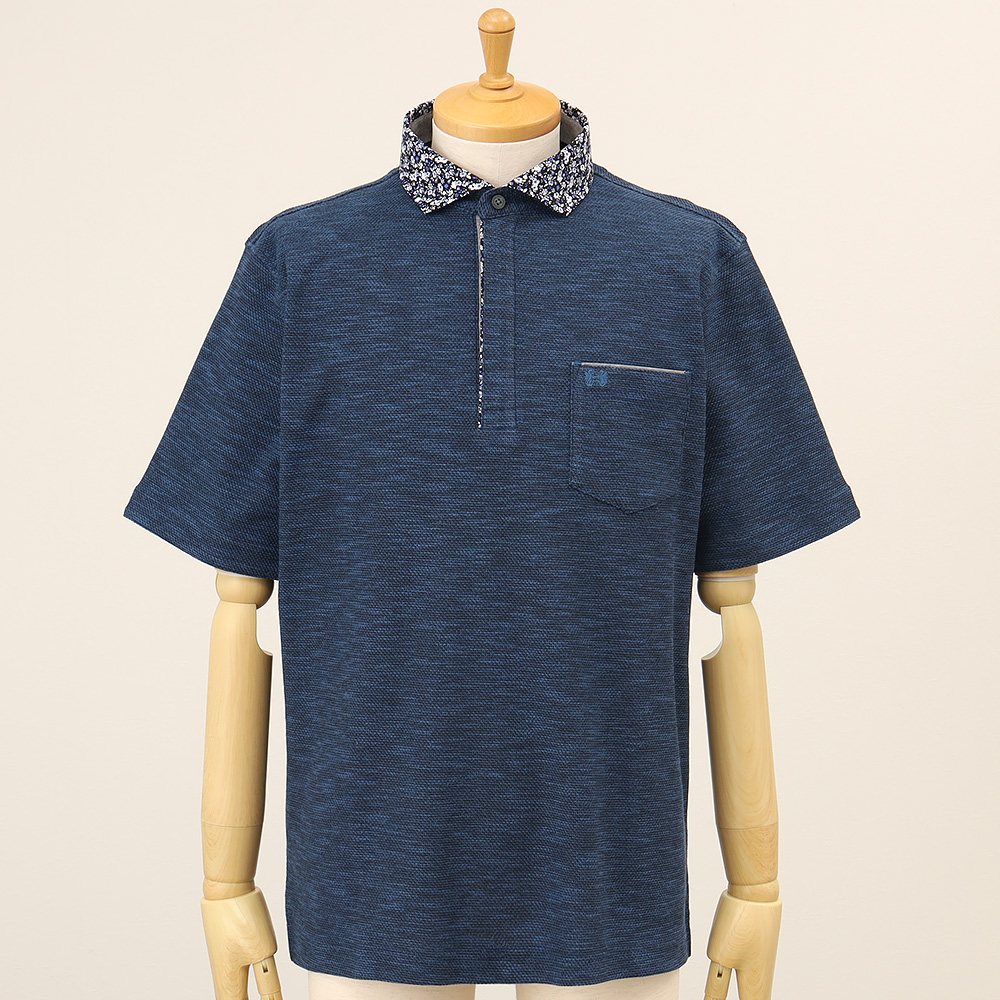 【父の日】ジップアップ鹿の子ポロシャツ M→XL