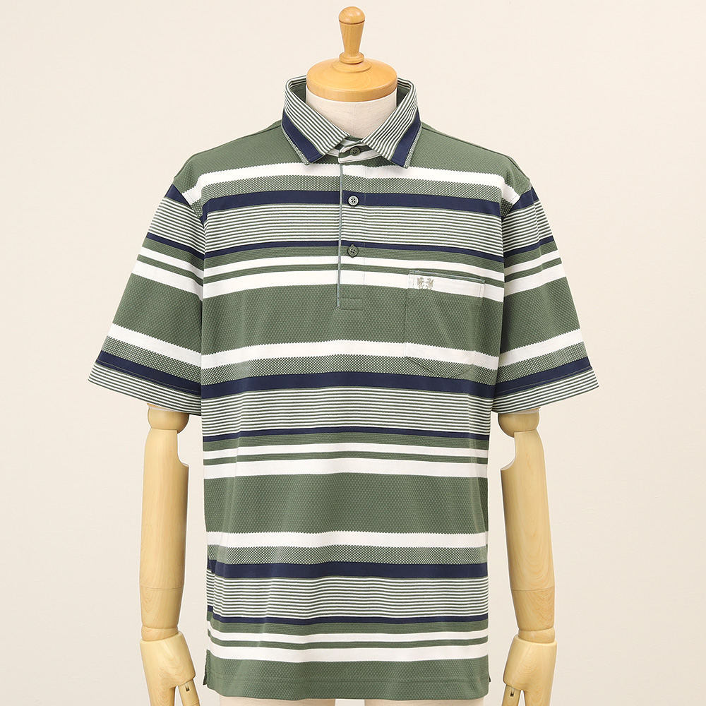 【父の日】ジャカードボーダーポロシャツ M→XL