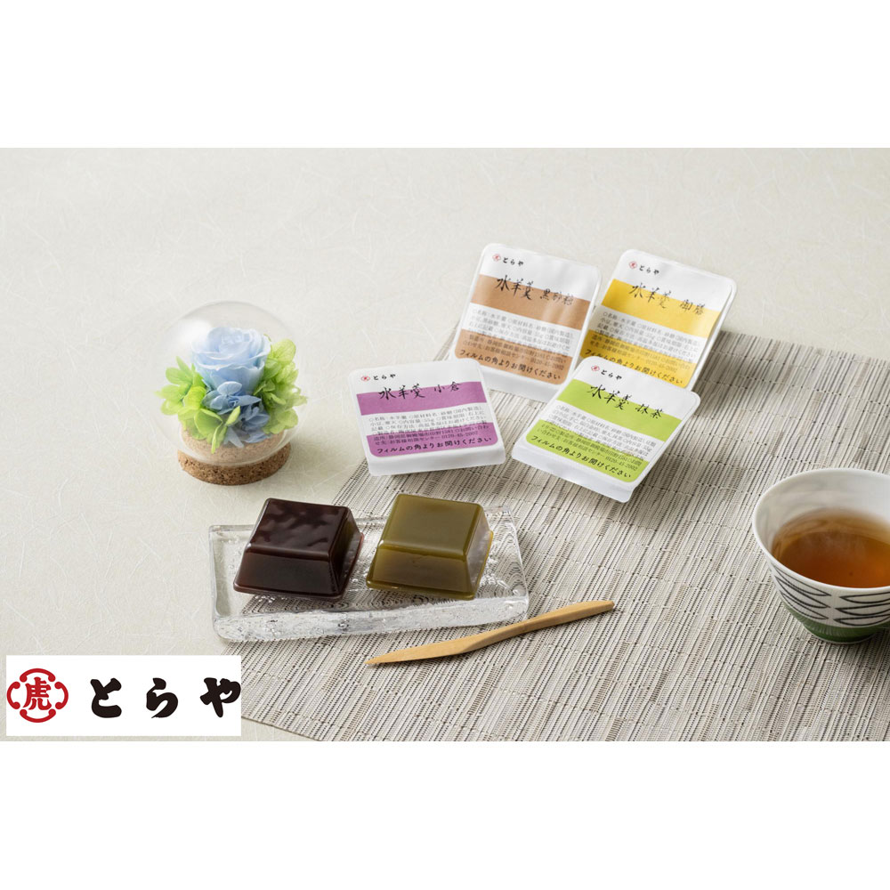 【父の日】ギフトコルクドームプリザーブドフラワー「ブルー」＆＜とらや＞水羊羹6個入