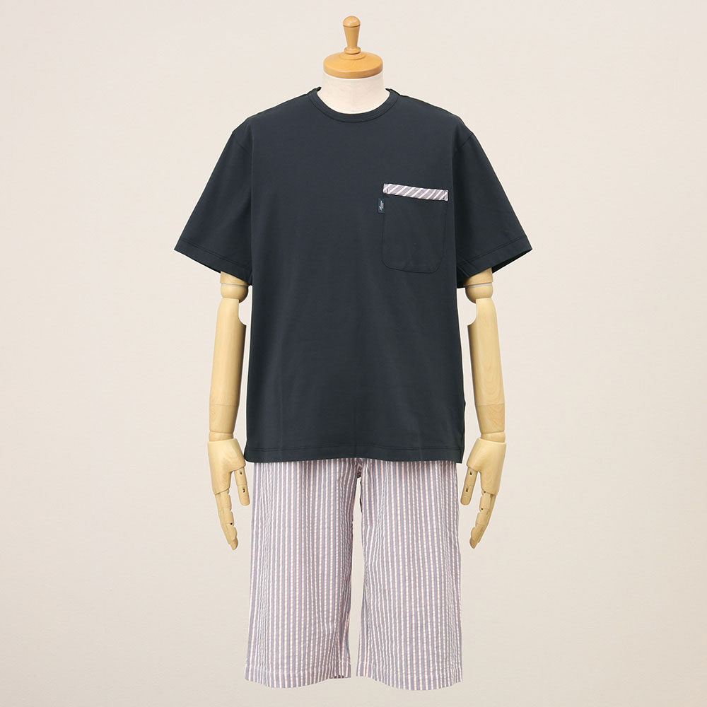 【父の日】紳士パジャマ半袖6分ズボン レッド　M→L