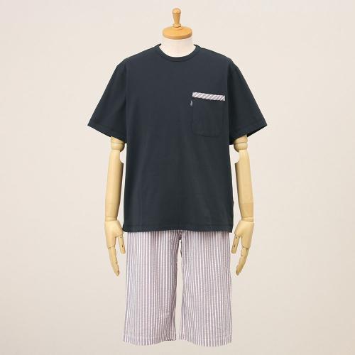 【父の日】紳士パジャマ半袖6分ズボン レッド　M→L