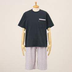 【父の日】紳士パジャマ半袖6分ズボン レッド　M→L