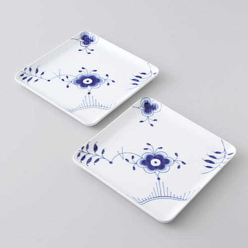 ブルーフルーテッドメガ スクエアディッシュペア