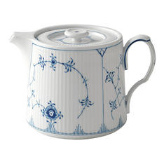 ブルーフルーテッド プレイン　ティーポット　ストレーナー付