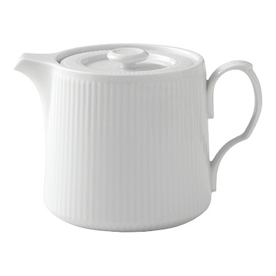 ホワイトフルーテッド　ティーポット　ストレーナー付