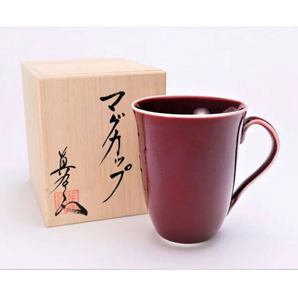 【父の日】有田焼 真右ェ門窯 辰砂 マグカップ（木箱入）