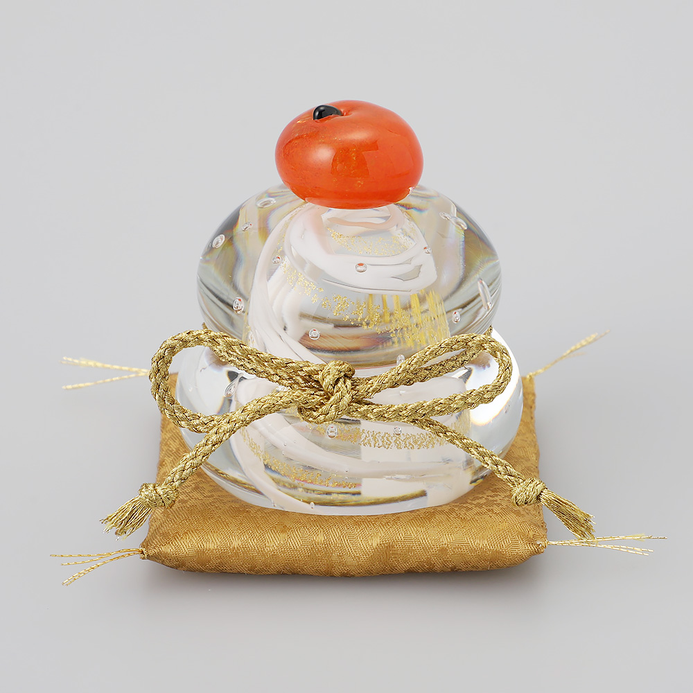 ＜ガラス工芸家　市川知也＞鏡餅　スパイラル　中