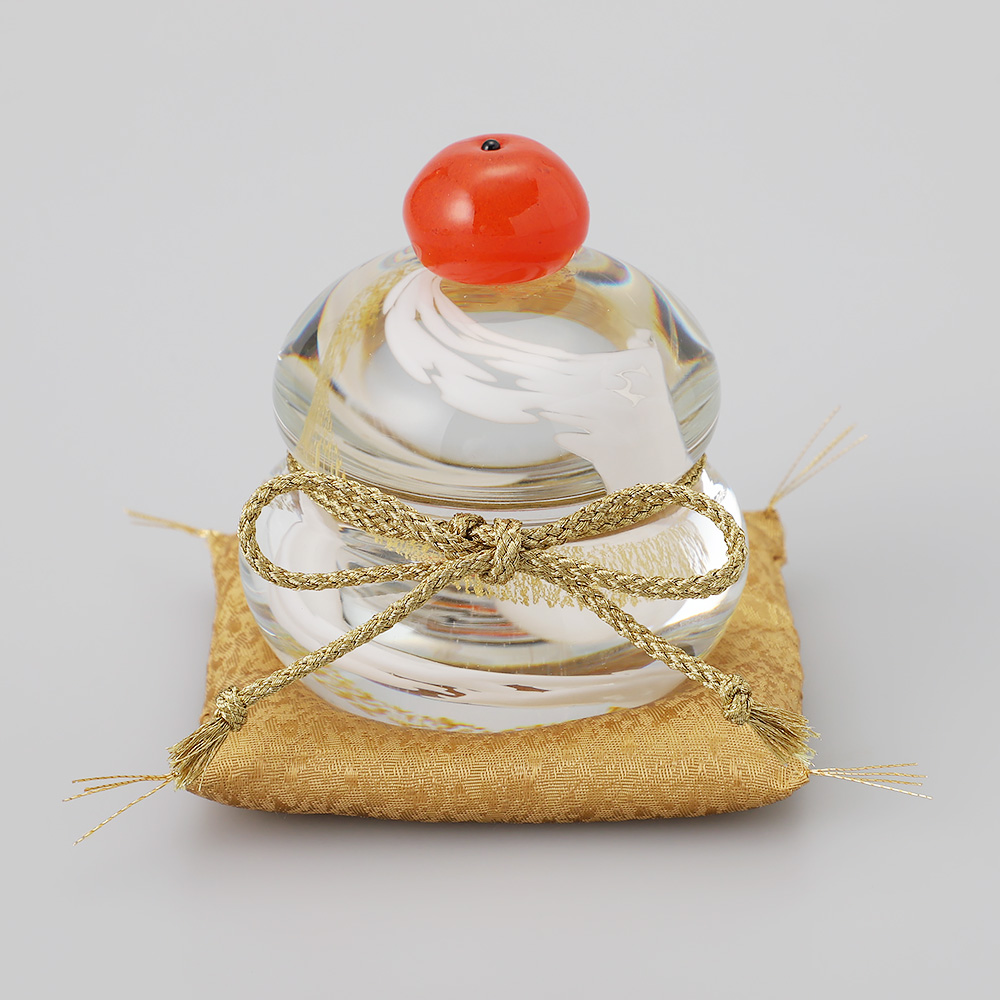 ＜ガラス工芸家　市川知也＞鏡餅　スパイラル　大