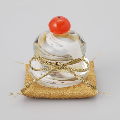 ＜ガラス工芸家　市川知也＞鏡餅　スパイラル　大