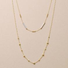 K10 カットボールミラー ダブルロングネックレス