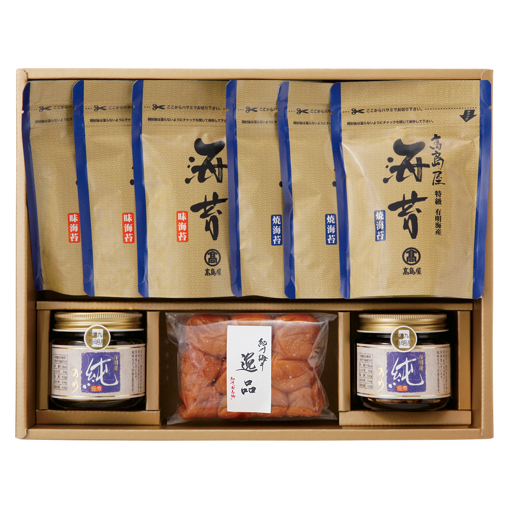 〈高島屋〉有明海産のり「特級」スタンドパック・佃煮・梅干詰合せ