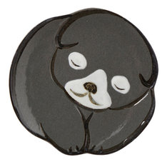 六兵衛窯 仔犬豆皿（黒）