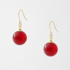 ルビーレッド琥珀大玉13mmピアス