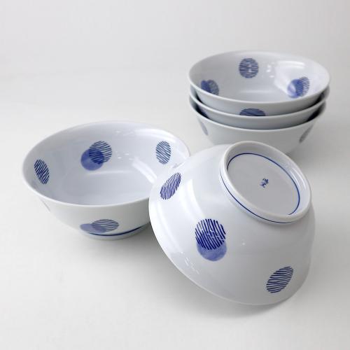 ＜波佐見焼＞染丸紋　軽々めん鉢揃