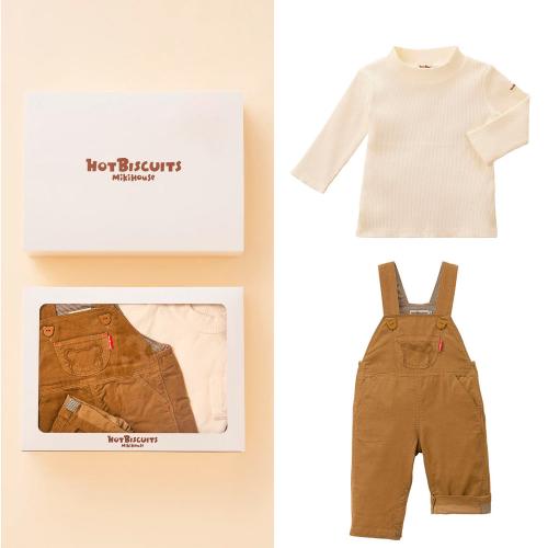 コーデュロイオーバーオール&Tシャツギフトセット(BOX付き) 80cm→90cm