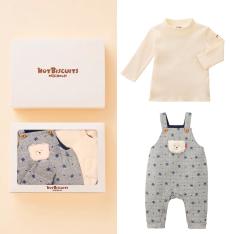 キルト素材 オーバーオール&Tシャツギフトセット グレー(BOX付き)