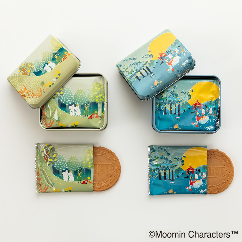 MOOMINゴーフレットセット（抹茶チョコ＋いちごチョコ 2種・各1缶）