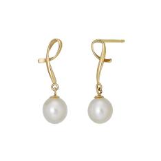 K10 タンスイパール リボンワンポイントピアス（YG）