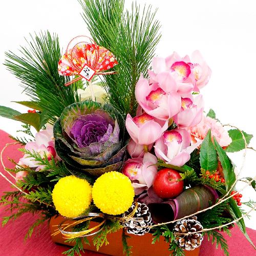 お正月飾り 生花迎春アレンジメント（大）