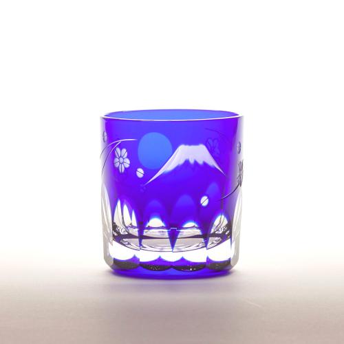 富士桜文様 ぐい呑み（ルリ）