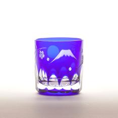 富士桜文様 ぐい呑み（ルリ）