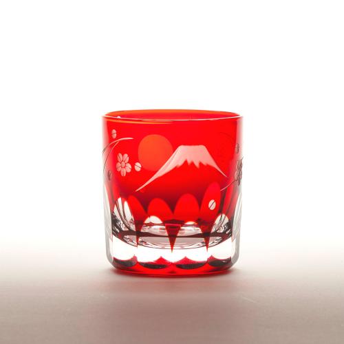 富士桜文様 ぐい呑み（アカ）