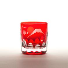 富士桜文様 ぐい呑み（アカ）