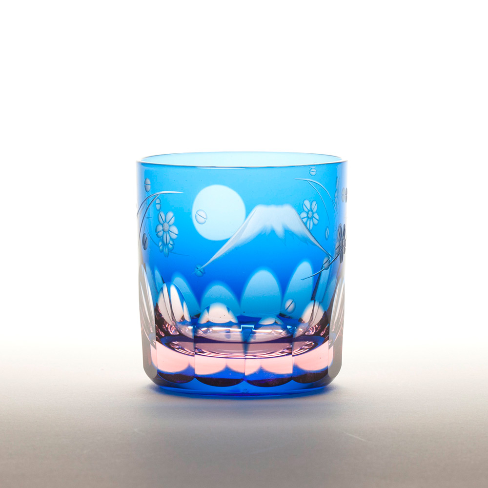 富士桜文様 ぐい呑み（ブルーピンク）