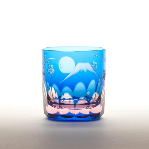 富士桜文様 ぐい呑み（ブルーピンク）