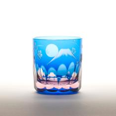 富士桜文様 ぐい呑み（ブルーピンク）