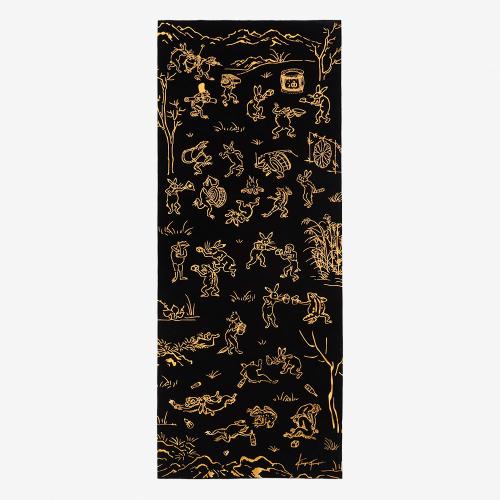 ＜平賢＞箔押してぬぐい 金箔・鳥獣戯画