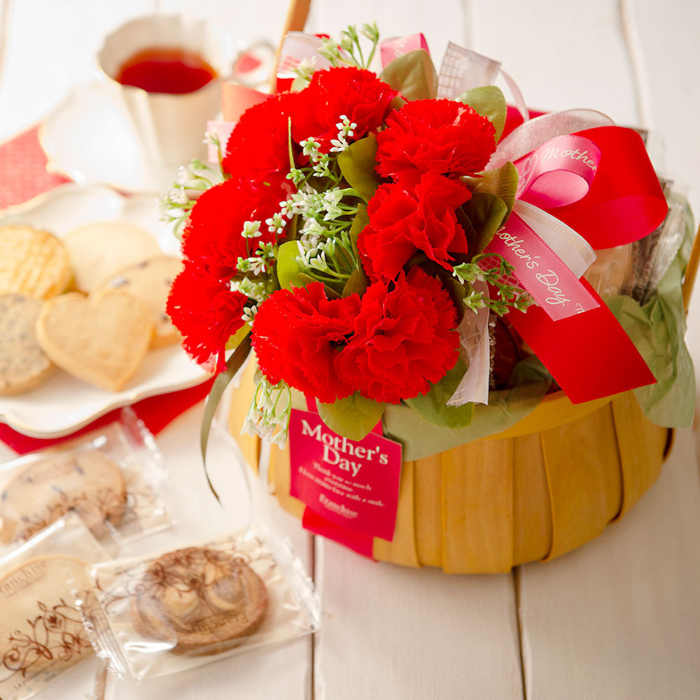 母の日届け専用 アートフラワー カーネーションリング クッキー入りバスケット 商品詳細 高島屋オンラインストア